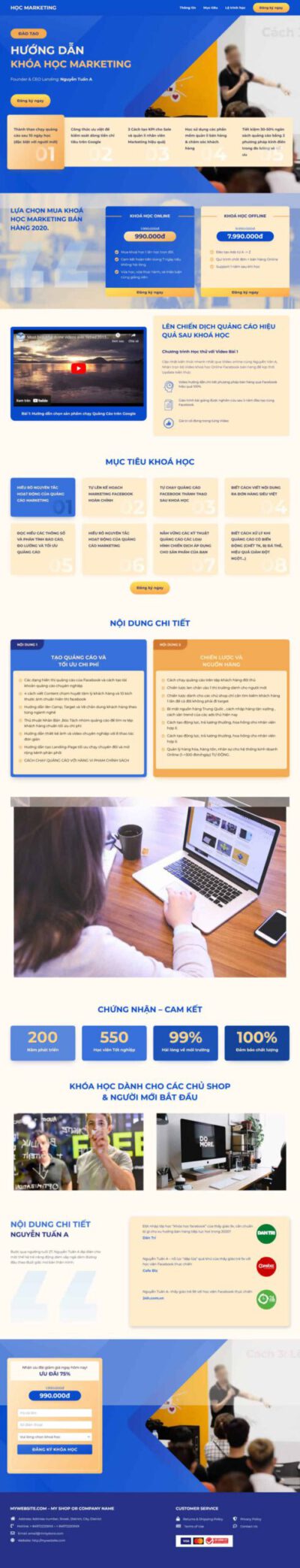 Mẫu 128: Theme wordpress lading pape khóa học maketing